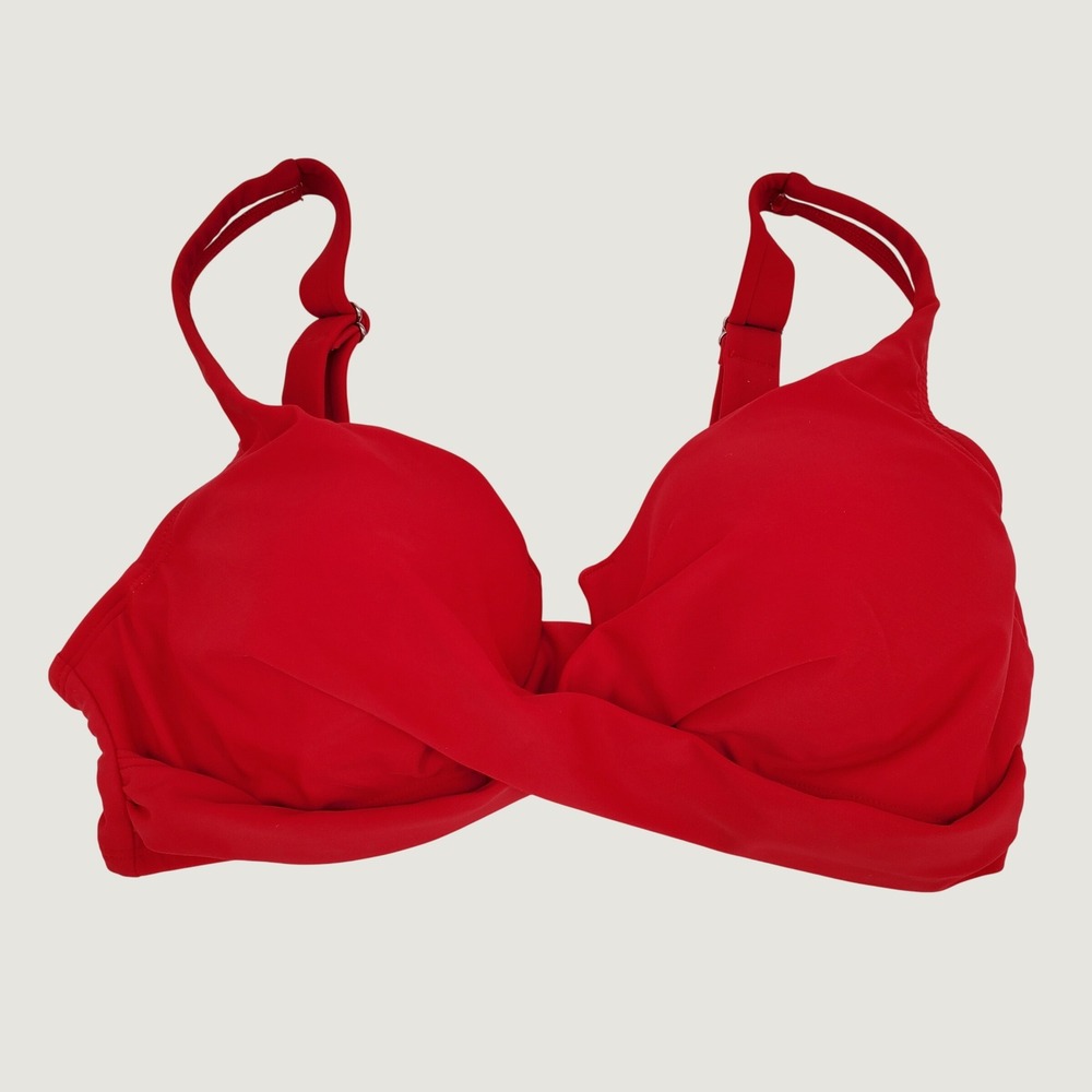 Cupshe Twist Front Bikini Swim Top Small Red Padded Adjustable Strap Stretch New